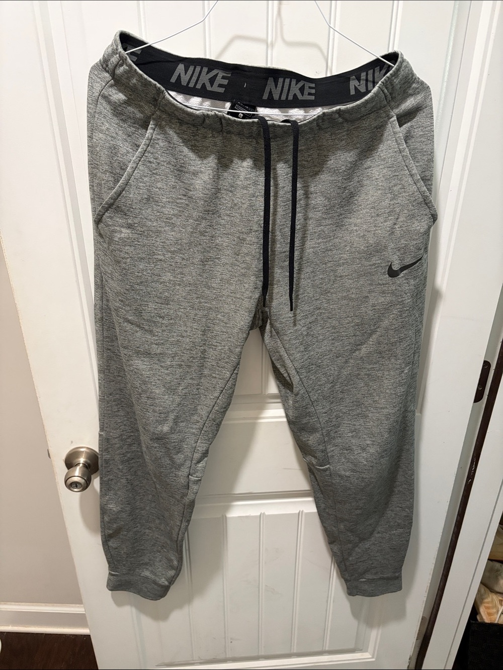 Nike Grey Athletic Jogger Sweatpants with Black Waistband